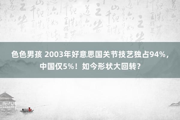 色色男孩 2003年好意思国关节技艺独占94%，中国仅5%！如今形状大回转？